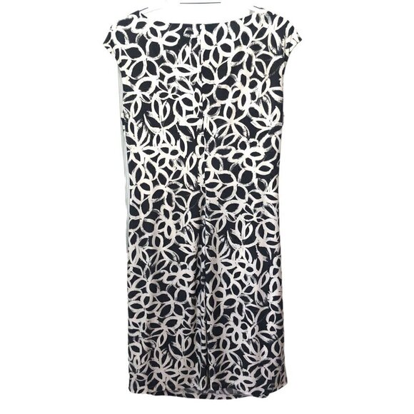 Ralph Lauren Gray Ivory Floral Sheath Dress Ruched Side Cap Sleeve Size16 - Picture 2 of 10